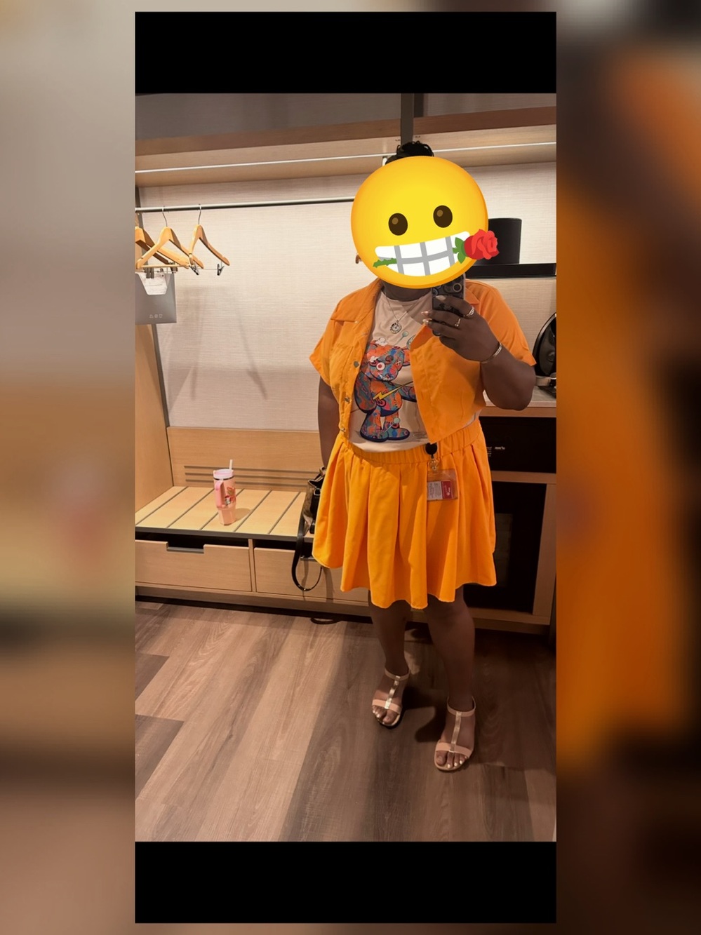 Bright Orange Casual Two-Piece Dress and Jacket Set
